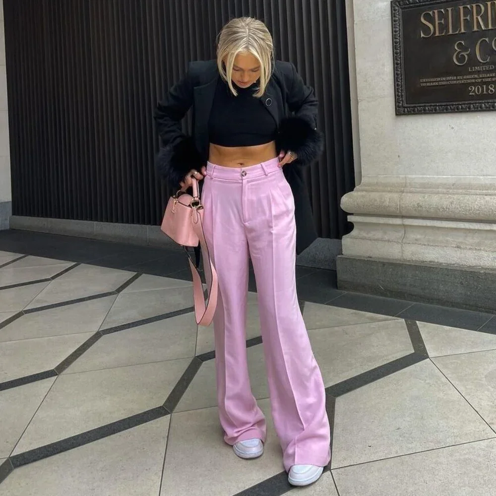 BLOGGER'S FAVE! Zara High Waisted Pants Pastel Pink NWT